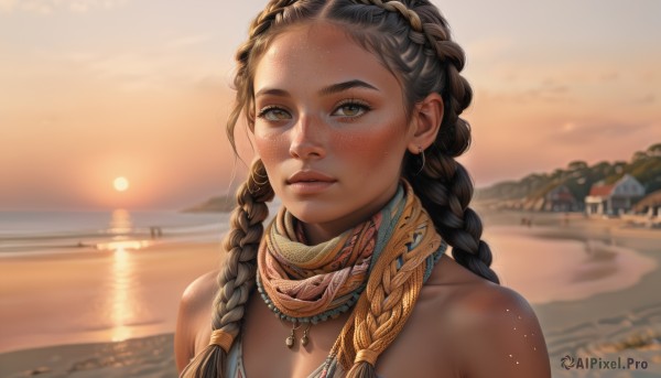 The majestic beauty of a female set within a ethereal sunset outdoors