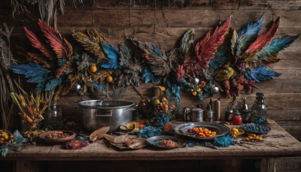 food,wings,indoors,cup,no humans,bird,table,bottle,feathers,knife,scenery,plate,fantasy,mushroom,egg,cooking,meat,silk,jar,spider web,frying pan,1boy,hat,sitting,tree,fruit,helmet,alcohol,bowl,crystal,mug,spoon,apple,wall,bread,brick wall,ladle,orange (fruit),kitchen,ambiguous gender,barrel,stone wall,stove,soup,chalice