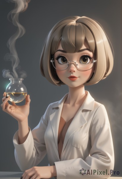 A breathtaking smoke with a female