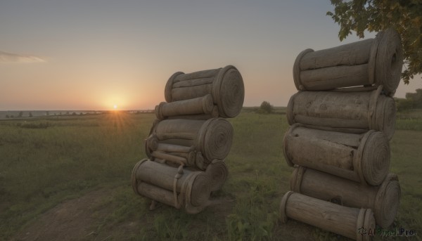 A glimpse of a motor vehicle in a ethereal sunset outdoors