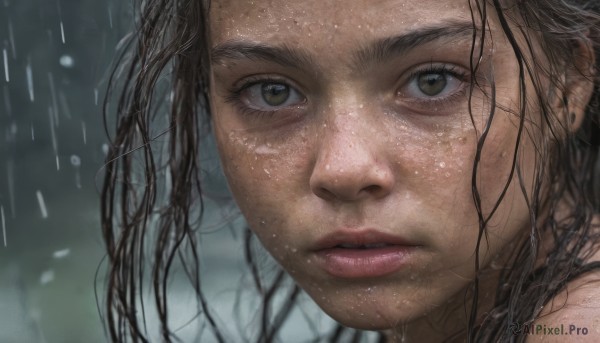 The elegance of a female in a idyllic rainy outdoors