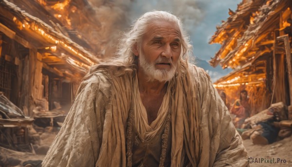 The wonder of a male in a picturesque fiery day