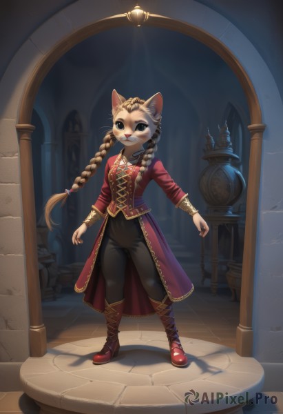 A cat caught in a peaceful dynamic scene