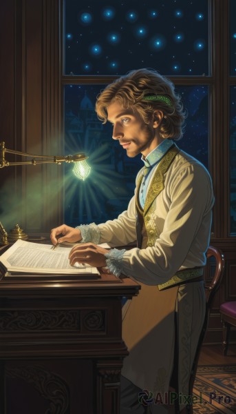 Image of a male in a peaceful night sky
