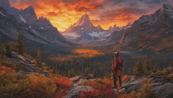 A male showcased in a vivid sunset outdoors