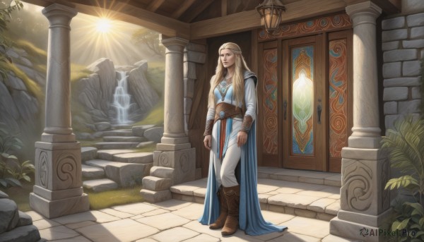 A female surrounded by a serene sunlight