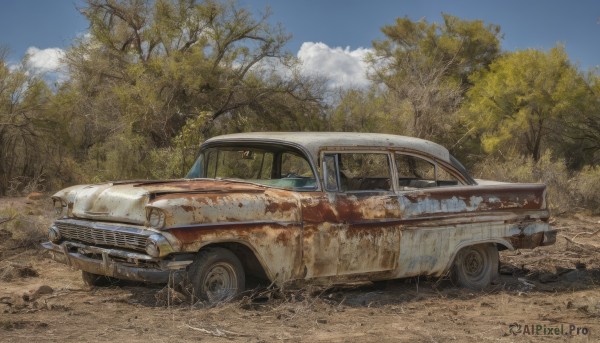 A motor vehicle in a breathtaking day