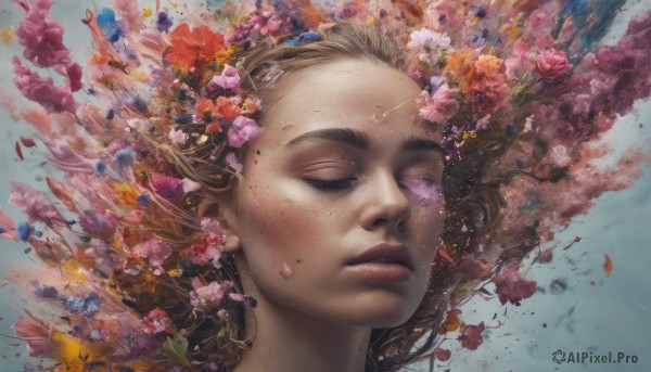 The wonder of a female in a bold dynamic scene