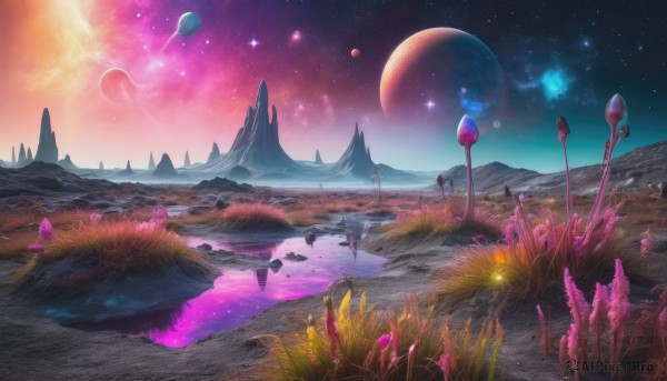 The majestic beauty of a landscape set within a calm outdoors