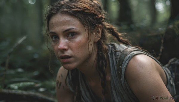 The charm of a female in a scenic dynamic scene