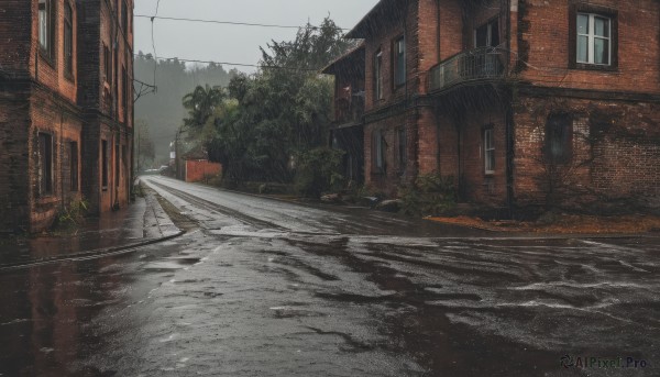 A street portrayed in a inviting rainy day
