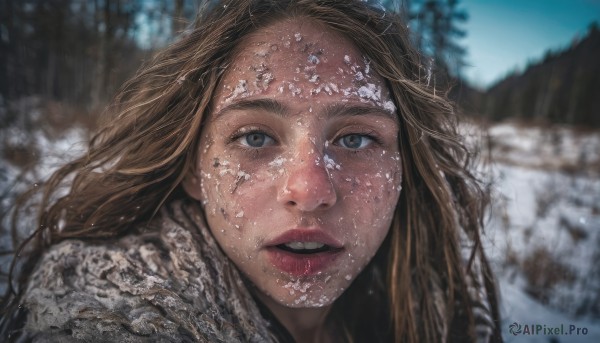 A female in a tranquil snowy day