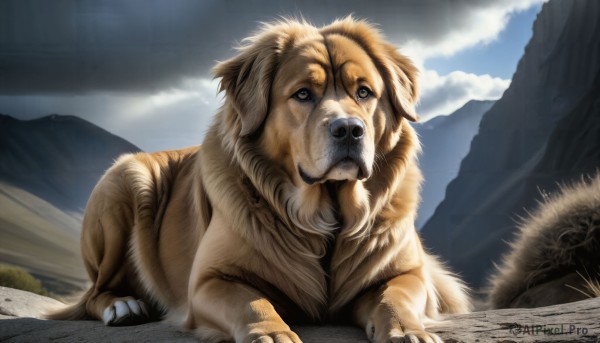 The timeless beauty of a dog in a picturesque rainy day