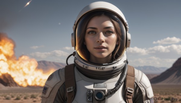 The timeless beauty of a astronaut in a tranquil fiery day