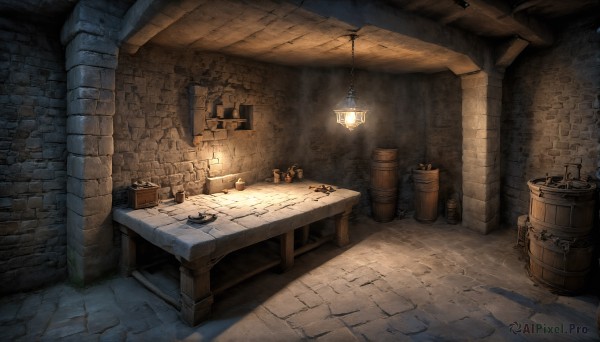 HQ,indoors,cup,no humans,window,shadow,chair,table,sunlight,bottle,scenery,lantern,wooden floor,fantasy,light,lamp,candle,wall,brick wall,barrel,treasure chest,wooden table,stone wall,fireplace,crate,wooden chair,weapon,sword,book,night,fire,stairs,door,axe,torch,stone floor,chimney,wood,brick