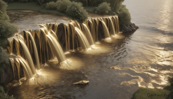 A waterfall captured in a tranquil day