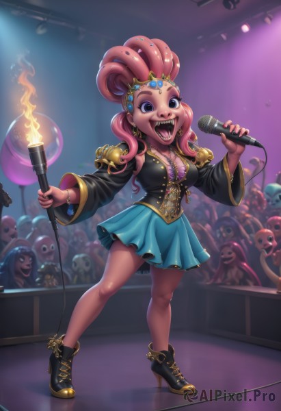 A dynamic view of a female in fiery dynamic scene