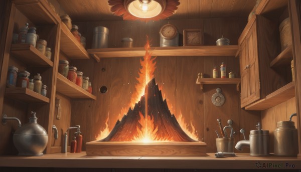 A tranquil view of a indoors in fiery scenery
