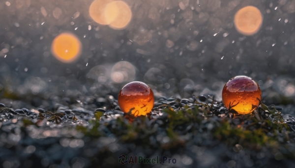 outdoors, sky, blurry, no humans, depth of field, moon, scenery, planet, bokeh