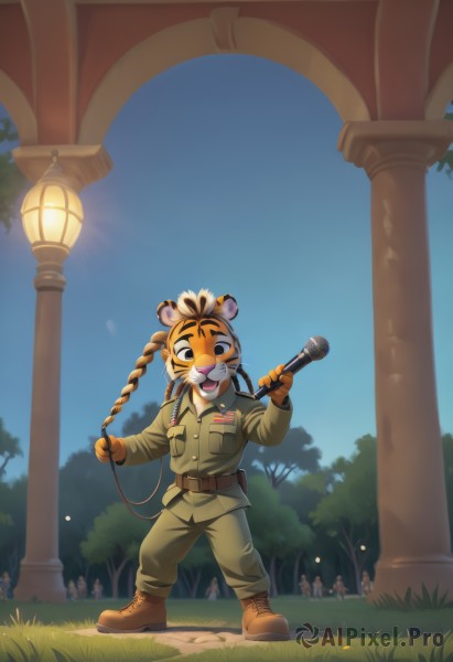 A stunning portrayal of a tiger in a breathtaking day