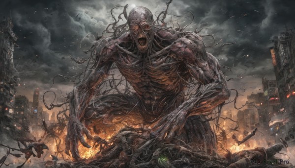 A stunning portrayal of a male in a calm fiery outdoors