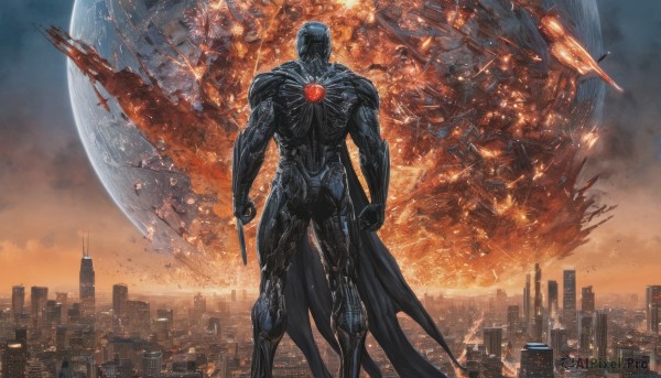 A male in the heart of a peaceful fiery scenery