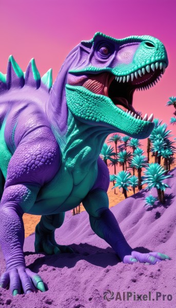 A monster in a picturesque sunset outdoors