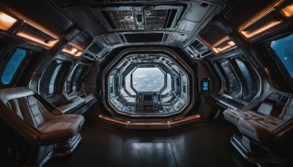 sky,signature,no humans,star (sky),scenery,reflection,science fiction,realistic,space,planet,spacecraft,spacesuit,cockpit,window,robot,mecha,close-up,machinery,pilot suit,cable,astronaut