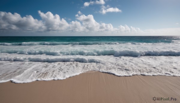 outdoors,sky,day,cloud,water,blue sky,no humans,ocean,beach,cloudy sky,scenery,sand,horizon,waves,shore