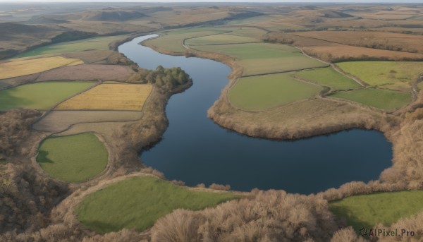 outdoors,sky,day,water,tree,no humans,grass,nature,scenery,forest,mountain,road,river,landscape,lake,cloud,ocean,from above,horizon,bush,field,shore,path