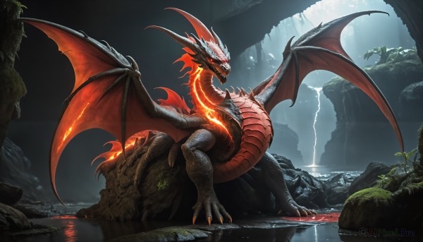 A striking fiery outdoors featuring the elegance of a monster