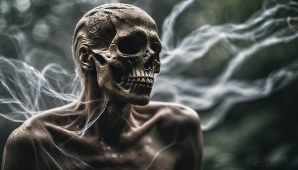 A breathtaking view of a male in fog