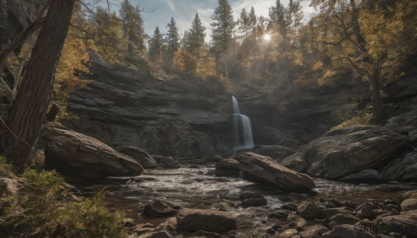 The beauty of a waterfall set in a enchanting day