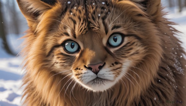 A cat showcased in a tranquil snowy day