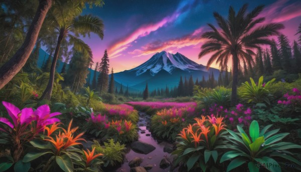 A ethereal sunset outdoors featuring a landscape