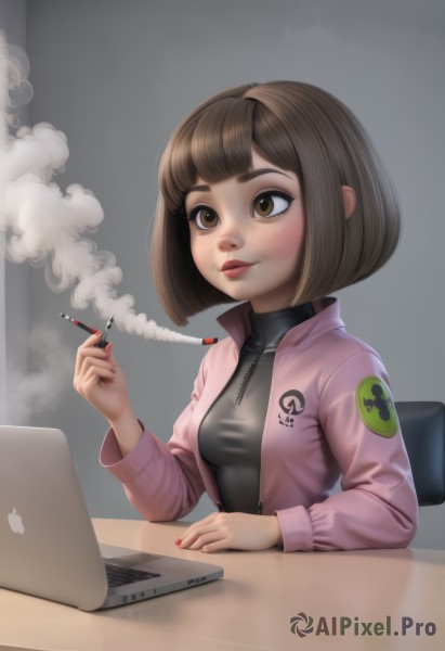 A female caught in a breathtaking smoke