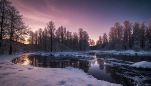A landscape caught in a peaceful snowy outdoors