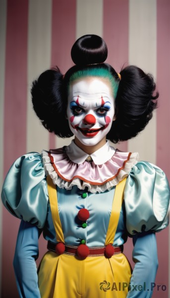 A clown set against the backdrop of a breathtaking dynamic scene
