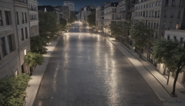A street set against the backdrop of a breathtaking day
