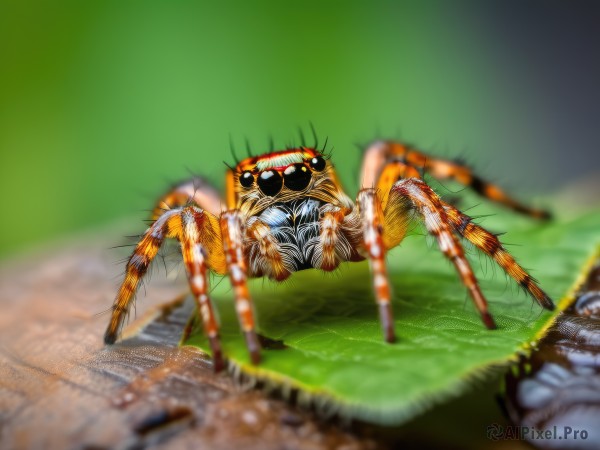 solo,looking at viewer,open mouth,outdoors,teeth,blurry,no humans,depth of field,blurry background,animal,fangs,bug,claws,monster,motion blur,realistic,antennae,standing,full body,green background,animal focus,horror (theme),spider