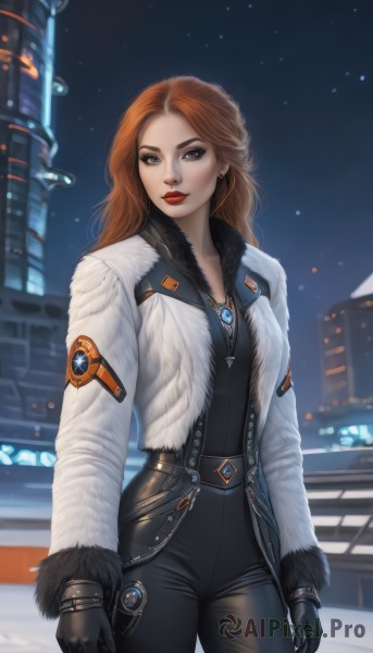 A dynamic view of a female in snowy outdoors