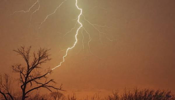 A lightning in the heart of a beautiful outdoors