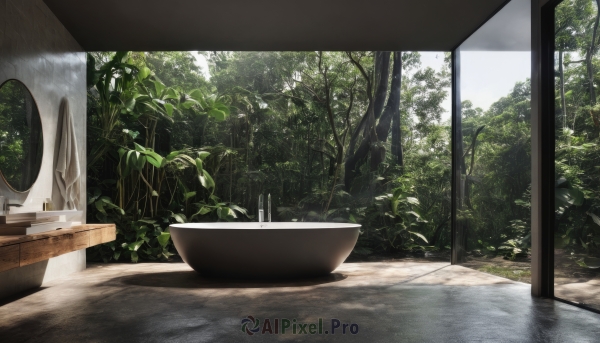 outdoors,sky,day,water,tree,no humans,window,table,sunlight,grass,plant,nature,scenery,forest,reflection,rain,bowl,bush,sink,cloud,indoors,still life