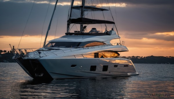 A striking sunset outdoors featuring the elegance of a boat