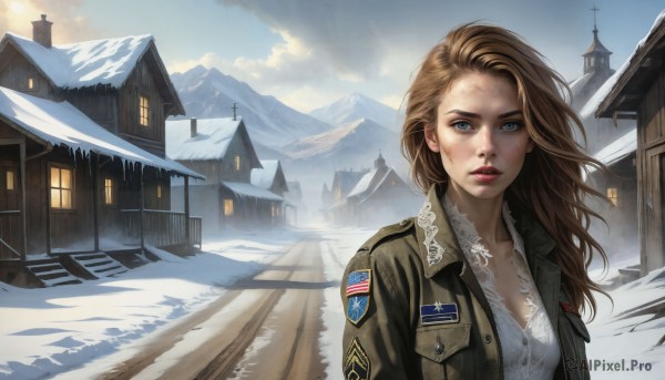 A glimpse of a female in a picturesque snowy day