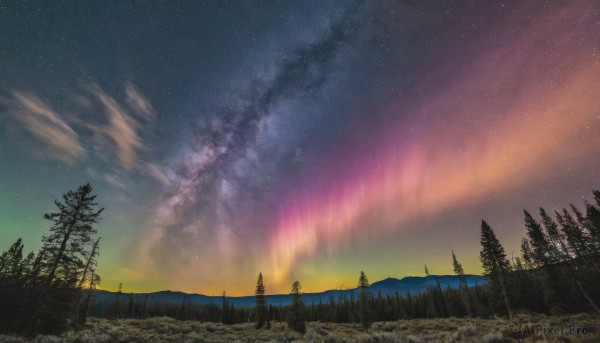 The majestic beauty of a landscape set within a ethereal sunset outdoors