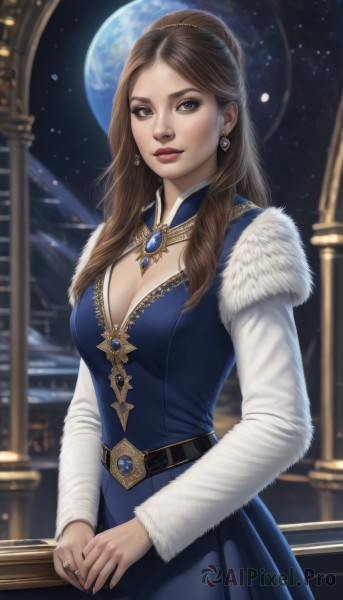 A striking moon featuring the elegance of a female