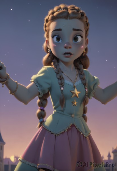 A striking sunset outdoors featuring the elegance of a child