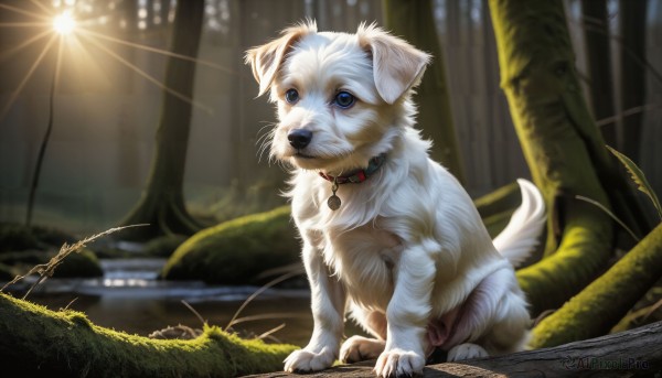 A dog set against the backdrop of a breathtaking day