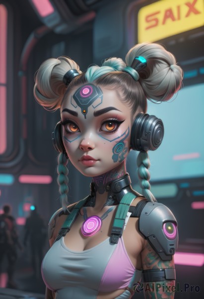 A cyborg captured in a enchanting dynamic scene